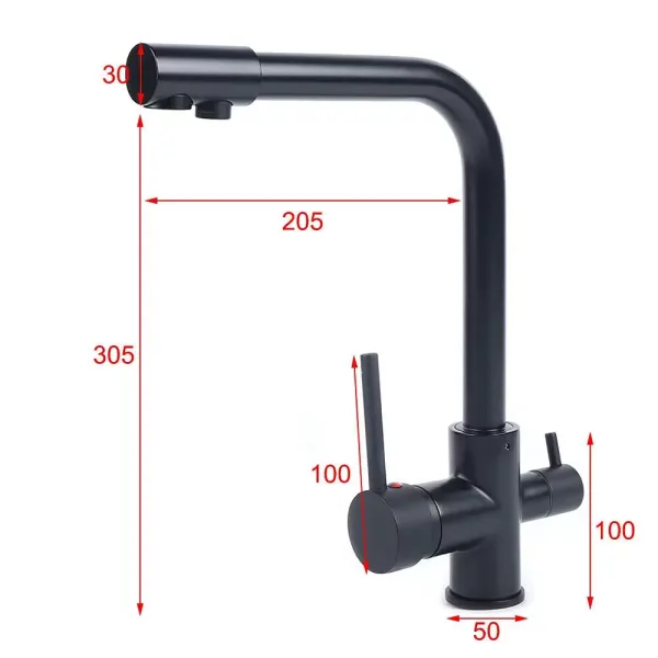 Grifo de Cocina Filtro de Agua 3 Vías Fregadero Mezclador 3/8 " Diseño Clásico Profesional Agua Fría Caliente