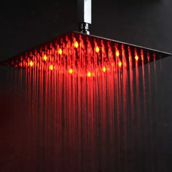 CNCEST Sistema de ducha, termostato, ducha de lluvia, acero inoxidable LED de 3 colores, con alcachofa de mano, altura regulable