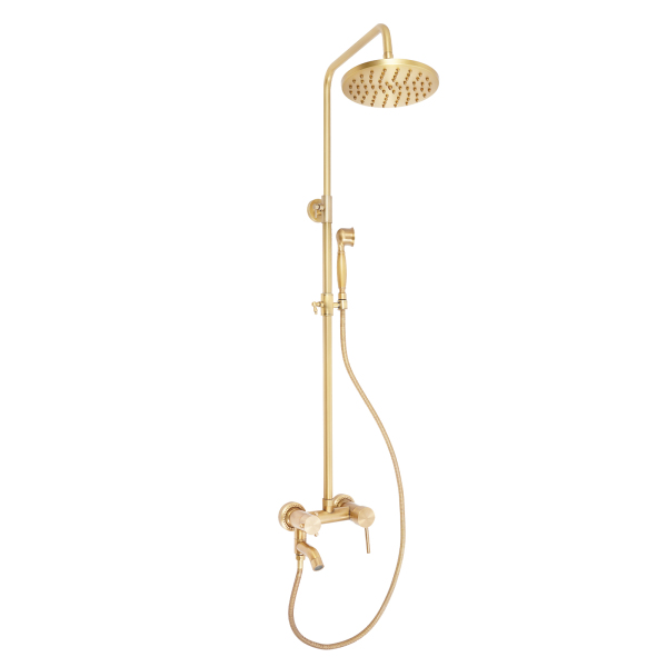 CNCEST Juego de ducha de bronce antiguo, para cuarto de baño, con ducha de lluvia redonda, cabezal de ducha y ducha de mano, ajustable