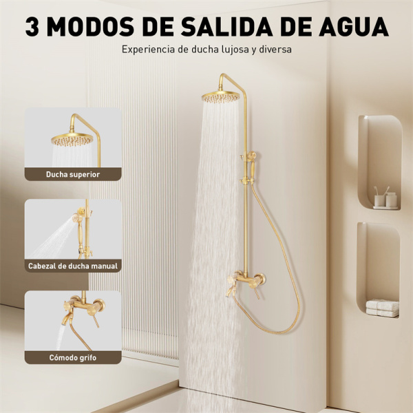 CNCEST Juego de ducha de bronce antiguo, para cuarto de baño, con ducha de lluvia redonda, cabezal de ducha y ducha de mano, ajustable