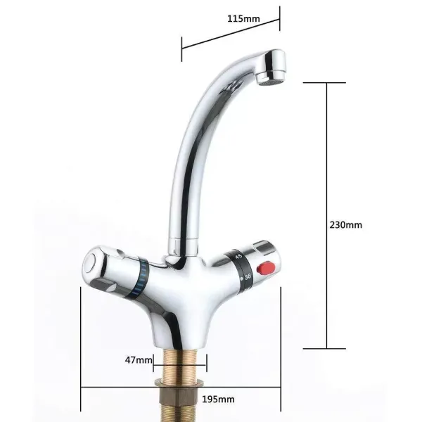 CNCEST Grifos termostáticos de cocina para lavabo con doble mango CNCEST Grifos termostáticos de cocina para lavabo con doble mango