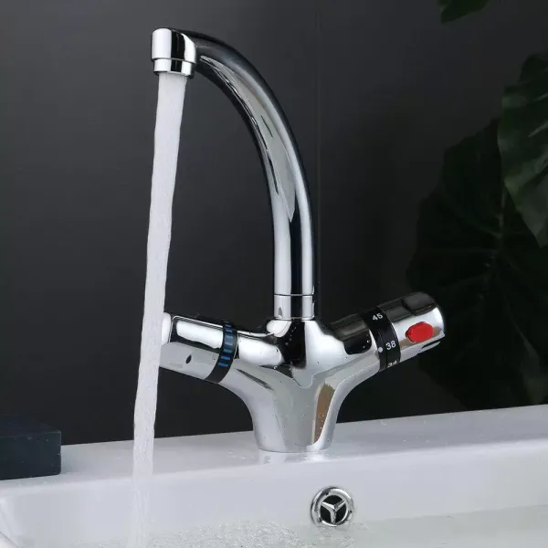 CNCEST Grifos termostáticos de cocina para lavabo con doble mango