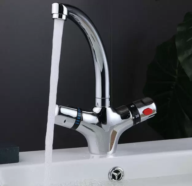 CNCEST Grifos termostáticos de cocina para lavabo con doble mango