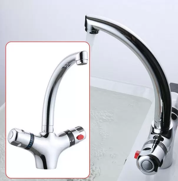 CNCEST Grifos termostáticos de cocina para lavabo con doble mango
