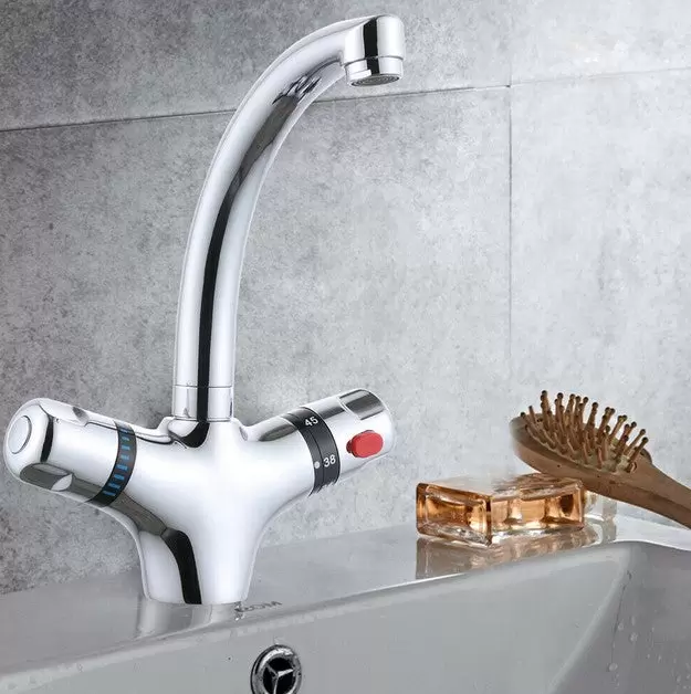 CNCEST Grifos termostáticos de cocina para lavabo con doble mango