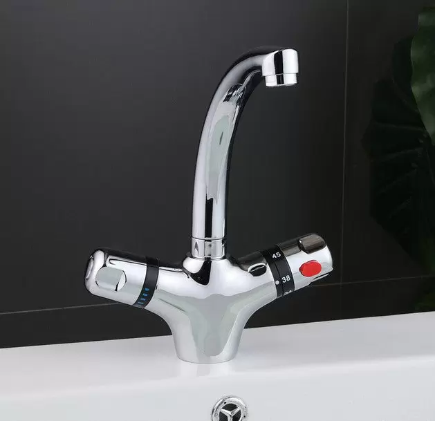 CNCEST Grifos termostáticos de cocina para lavabo con doble mango