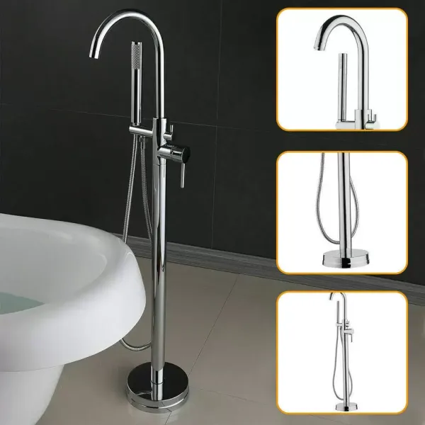 CNCEST Grifo de bañera independiente, grifo de baño, de plateado