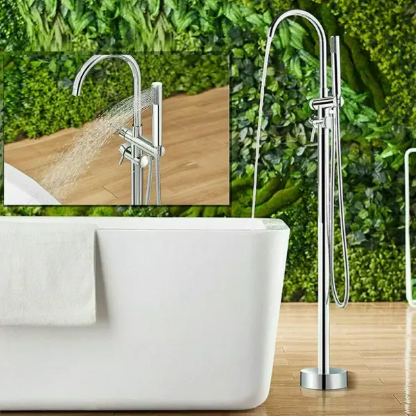 CNCEST Grifo de bañera independiente, grifo de baño, de plateado