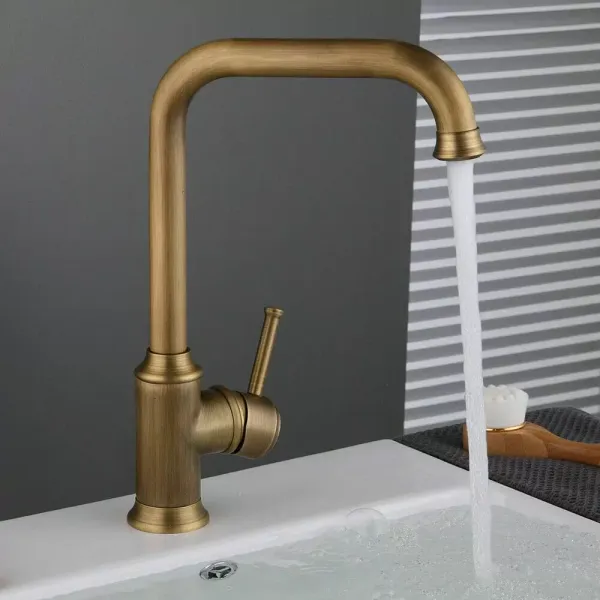 Grifo de cocina giratorio de 360 ° para baño y cocina, grifo mezclador de color dorado