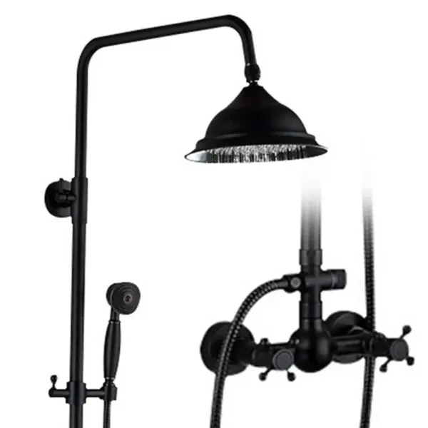CNCEST Juego de ducha 3 en 1 de estilo retro, 80 - 120 cm, montaje en pared con alcachofa de mano, acero inoxidable y latón, color negro CNCEST Juego de ducha 3 en 1 de estilo retro, 80 - 120 cm, montaje en pared con alcachofa de mano, acero inoxidable y latón, color negro