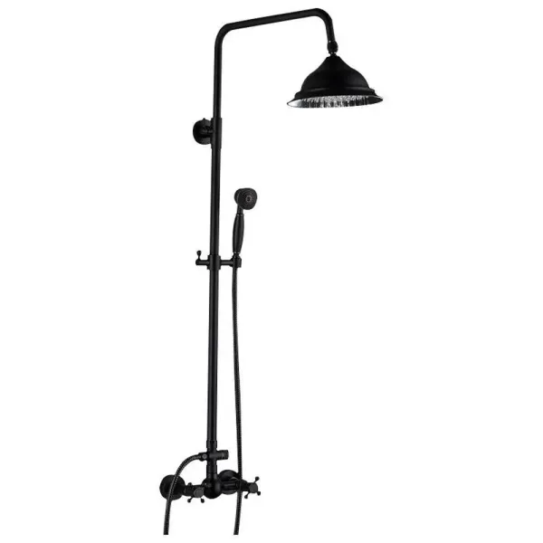 CNCEST Juego de ducha 3 en 1 de estilo retro, 80 - 120 cm, montaje en pared con alcachofa de mano, acero inoxidable y latón, color negro CNCEST Juego de ducha 3 en 1 de estilo retro, 80 - 120 cm, montaje en pared con alcachofa de mano, acero inoxidable y latón, color negro