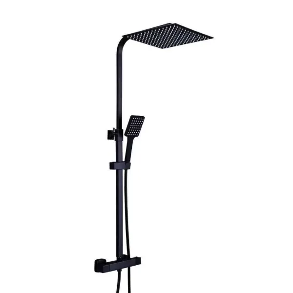 CNCEST 30 cm sistema de ducha moderno con termostato, ducha de lluvia con alcachofa superior y 3 funciones, altura ajustable, color negro CNCEST 30 cm sistema de ducha moderno con termostato, ducha de lluvia con alcachofa superior y 3 funciones, altura ajustable, color negro
