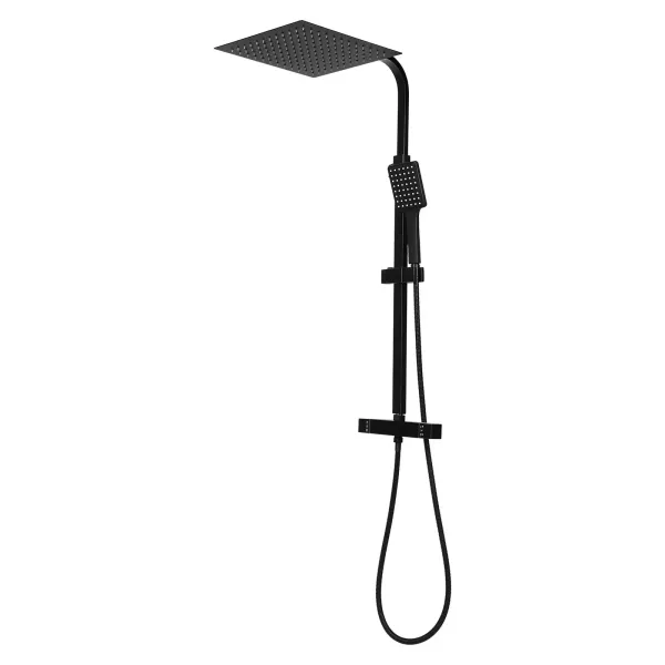 CNCEST 30 cm sistema de ducha moderno con termostato, ducha de lluvia con alcachofa superior y 3 funciones, altura ajustable, color negro CNCEST 30 cm sistema de ducha moderno con termostato, ducha de lluvia con alcachofa superior y 3 funciones, altura ajustable, color negro