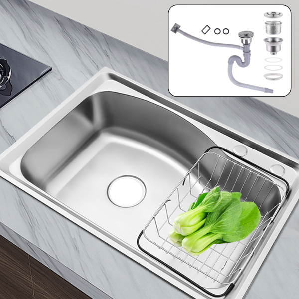 Fregadero de acero inoxidable con cesta de desagüe - fregadero de cocina de 65*44 armarios para cocina