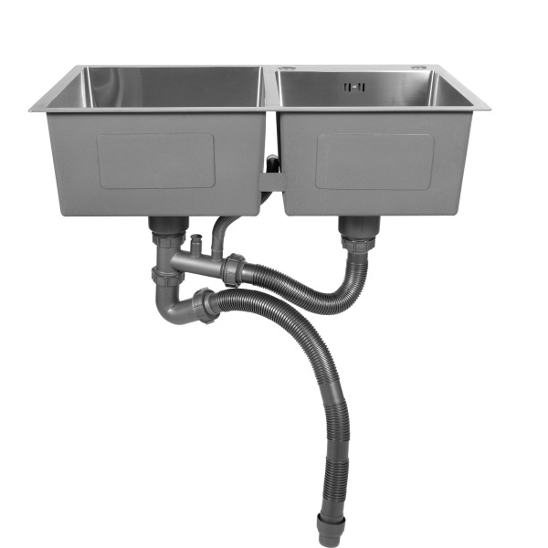 Fregadero doble de cocina de 78 x 43 x 21 cm, de acero inoxidable, con escurridor, de 2,5 mm de grosor de acero, fácil instalación, Plata Fregadero doble de cocina de 78 x 43 x 21 cm, de acero inoxidable, con escurridor, de 2,5 mm de grosor de acero, fácil instalación, Plata