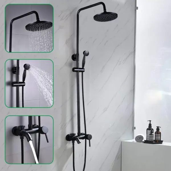 Sistema de ducha de pared con grifo para cuarto de baño-Juego de ducha completo con grifería y alcachofa de mano