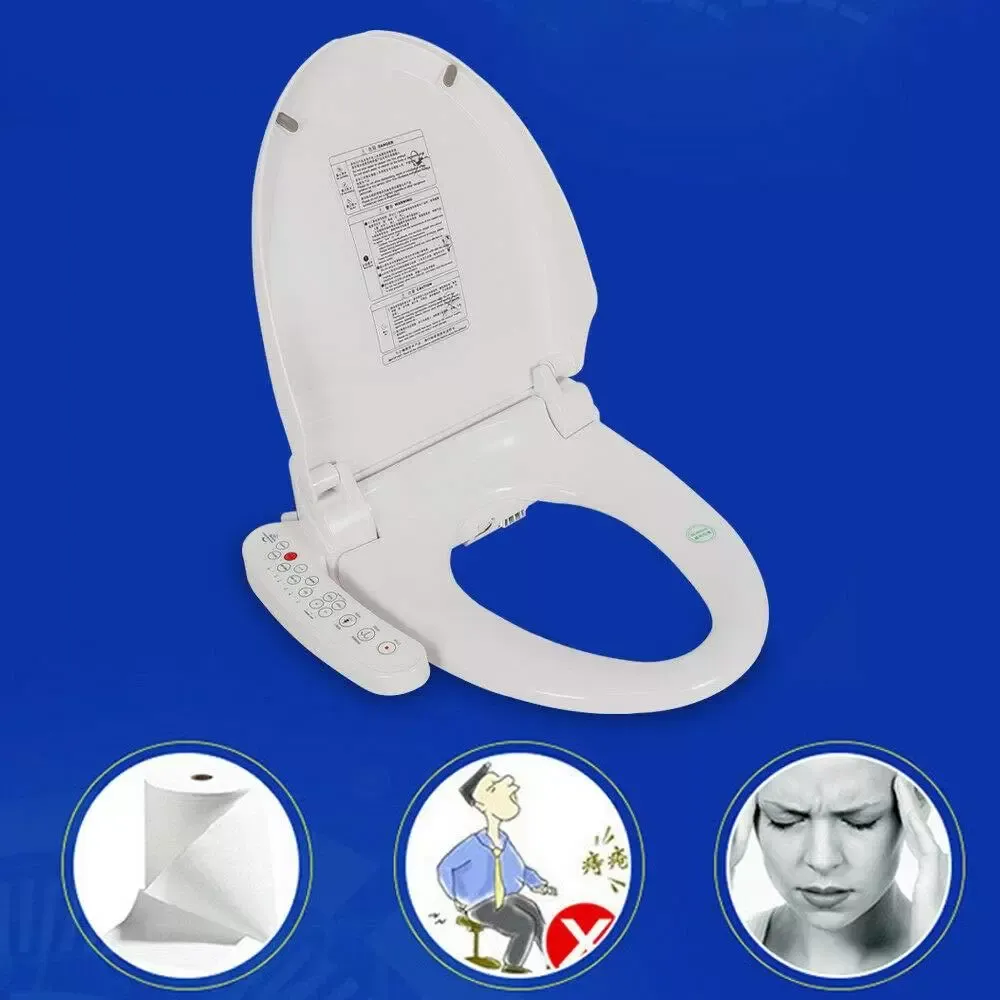 Asiento de inodoro de alta calidad, con forma de D, antibacteriano, asiento eléctrico curvado