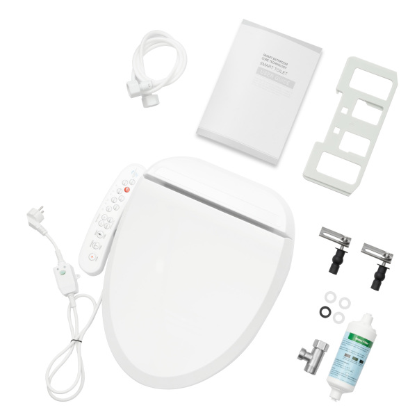 Asiento de inodoro de alta calidad, con forma de D, antibacteriano, asiento eléctrico curvado Asiento de inodoro de alta calidad, con forma de D, antibacteriano, asiento eléctrico curvado
