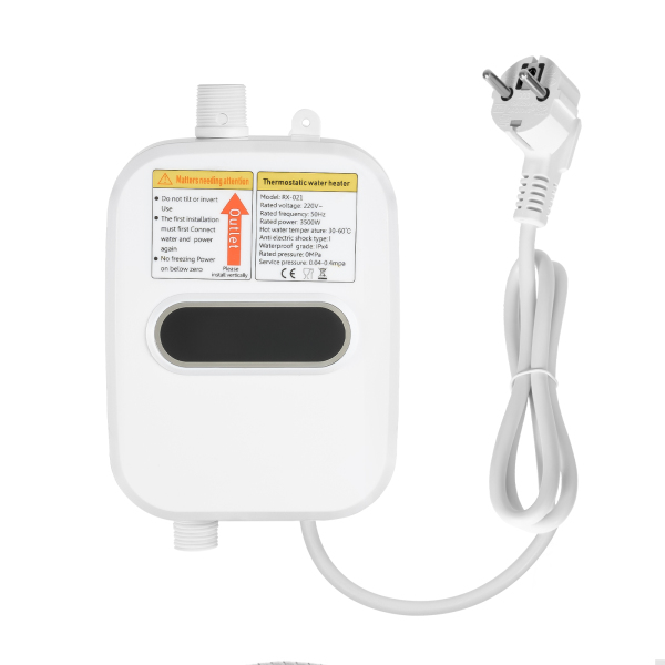 Mini Calentador de agua eléctrico de 3,5 kW, 220 V, con cabezal de ducha, calefacción instantánea para cocina, baño, calentador de agua de 55 ℃ Mini Calentador de agua eléctrico de 3,5 kW, 220 V, con cabezal de ducha, calefacción instantánea para cocina, baño, calentador de agua de 55 ℃