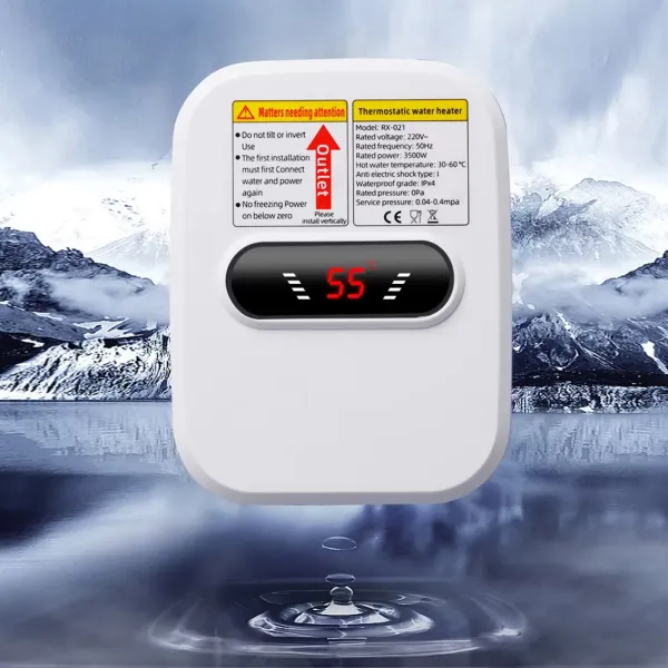 Mini Calentador de agua eléctrico de 3,5 kW, 220 V, con cabezal de ducha, calefacción instantánea para cocina, baño, calentador de agua de 55 ℃ Mini Calentador de agua eléctrico de 3,5 kW, 220 V, con cabezal de ducha, calefacción instantánea para cocina, baño, calentador de agua de 55 ℃