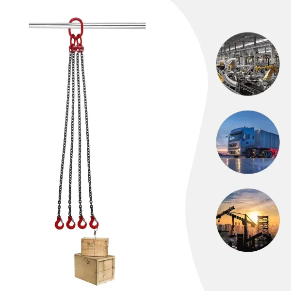 Cadena de cadena G80, cadena de tope de acero de manganeso, 5T, 4 patas, cadena de 1,5 m, cadena de alta resistencia