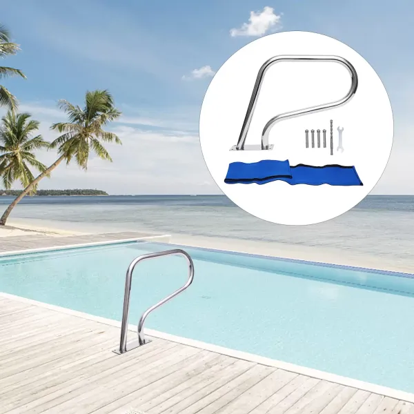 Piscina de acero inoxidable con capacidad de carga de 120 kg, pasamanos para piscina, pasamanos con tapa para asa