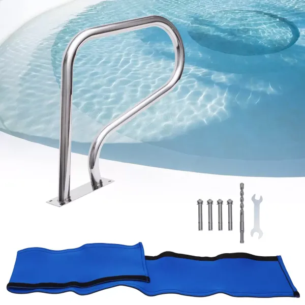 Piscina de acero inoxidable con capacidad de carga de 120 kg, pasamanos para piscina, pasamanos con tapa para asa