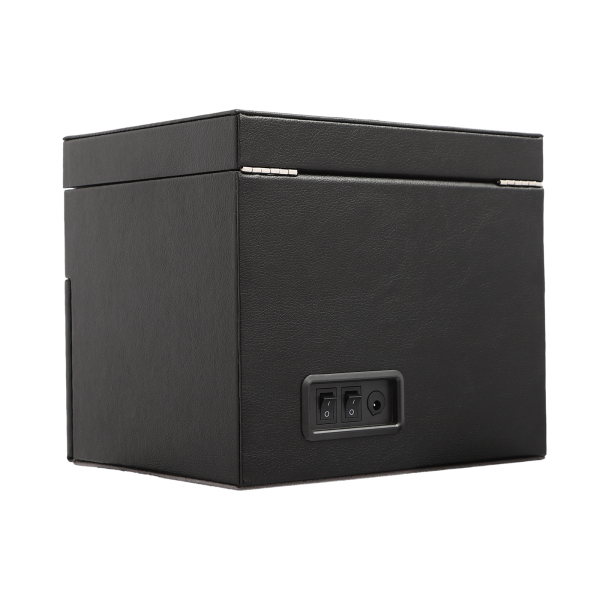 Enrollador de relojes automático doble 2+8 con caja para relojes con bandeja, Organizadora para joyas, luz LED, Negro