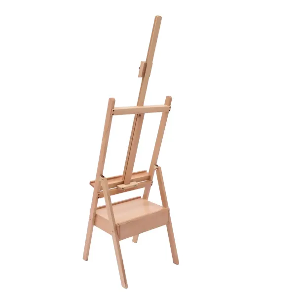 Caballete de madera en forma de H con caja – Caballete de campo ajustable de 200 cm, Caballete plegable fácil para artista