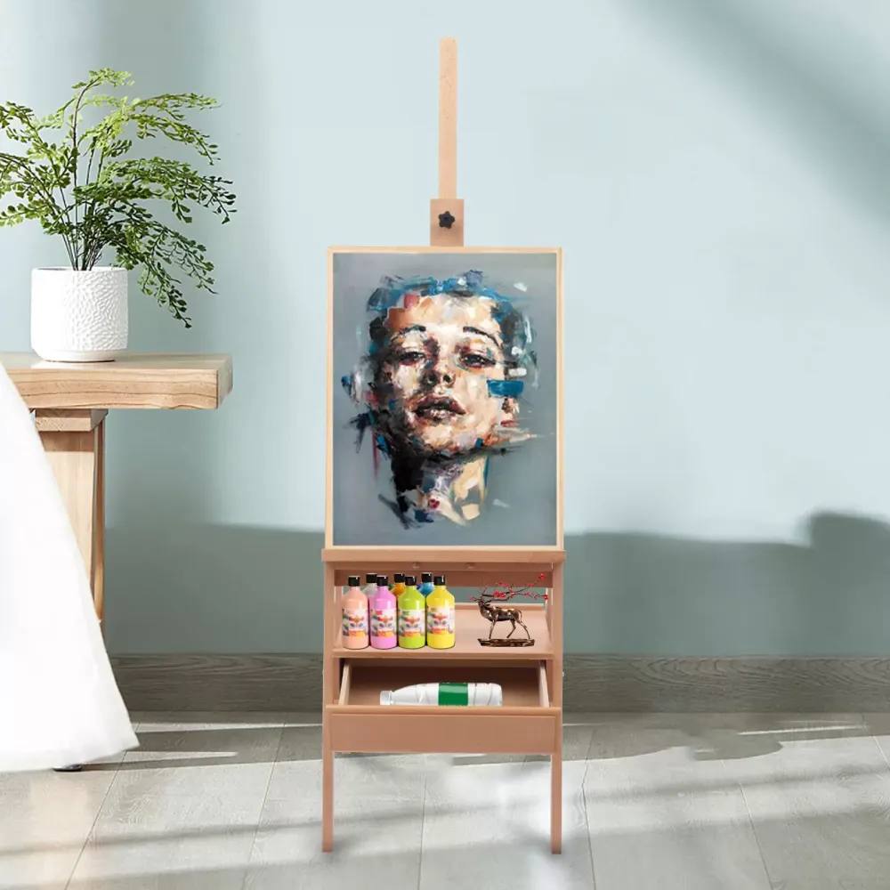Caballete de madera en forma de H con caja – Caballete de campo ajustable de 200 cm, Caballete plegable fácil para artista