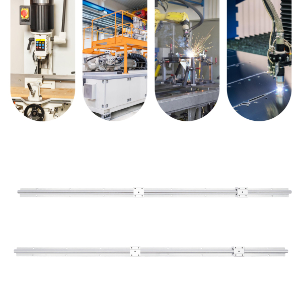 Riel lineal SBR16 1200 mm 2 piezas guía lineal plateada con 4 bloques de rodamientos SBR16UU Riel inoxidable