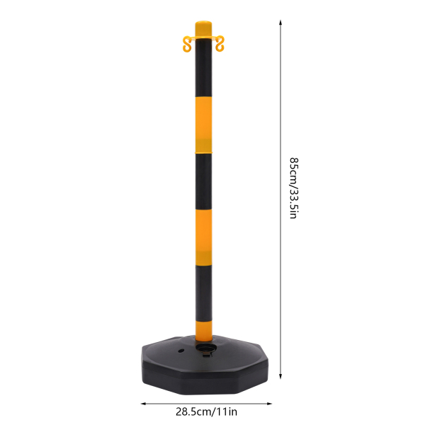 Paquete de 6 conos de tráfico, poste delineador ajustable con base rellenable, barrera de seguridad portátil con cadenas, Amarillo y Negro