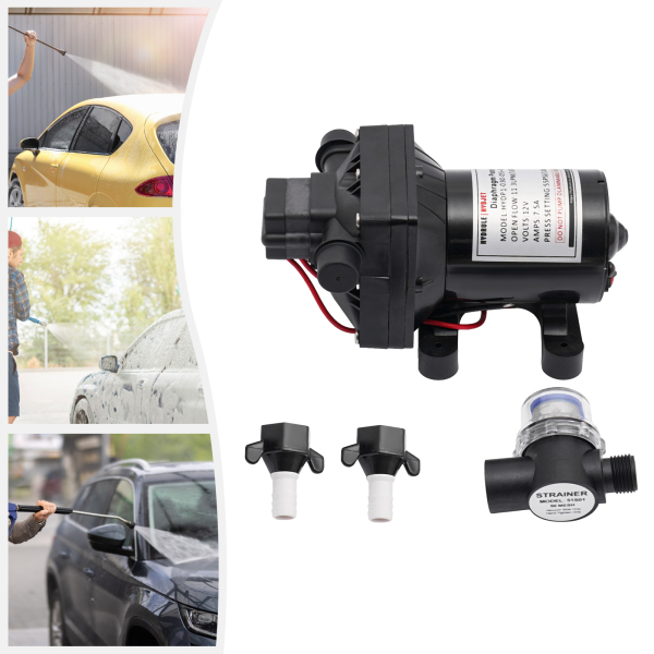 Bomba de diafragma de 12 V autocebante, bomba de pulverización eléctrica 55 psi, 3 GPM, 11,3 L/min, bomba de succión