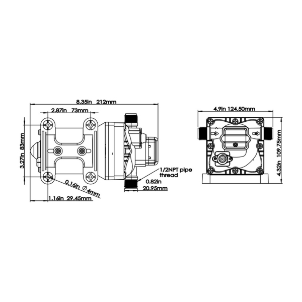 Bomba de diafragma de 12 V autocebante, bomba de pulverización eléctrica 55 psi, 3 GPM, 11,3 L/min, bomba de succión Bomba de diafragma de 12 V autocebante, bomba de pulverización eléctrica 55 psi, 3 GPM, 11,3 L/min, bomba de succión