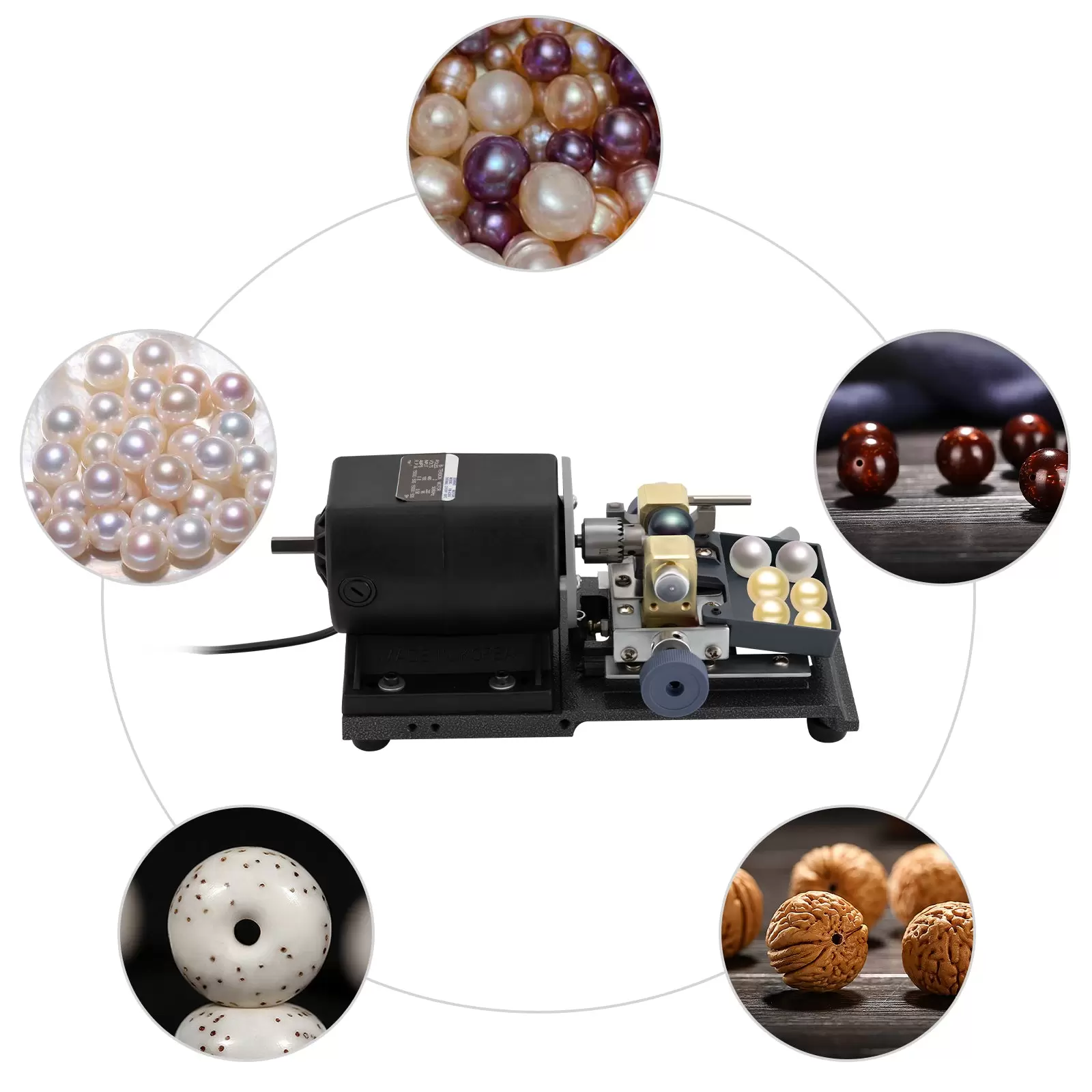 Juego completo de 220 V joyas jade perla sin escalonamiento taladro herramientas, 500-15000rpm Velocidad Ajustable, Perforada Tamaño 4-35mm (negro)