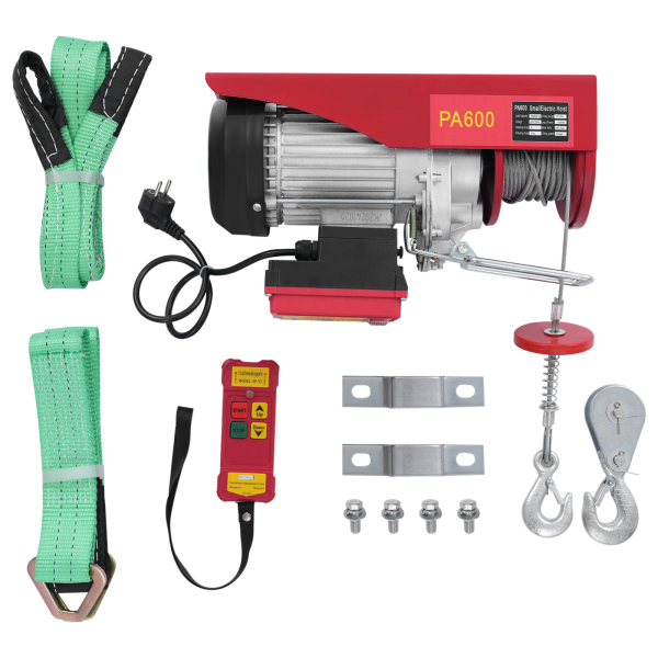 Polipasto eléctrico de cable de acero de 600 kg y 12 m con control remoto inalámbrico, polipasto eléctrico de control inalámbrico, polipasto eléctrico de doble eslinga Polipasto eléctrico de cable de acero de 600 kg y 12 m con control remoto inalámbrico, polipasto eléctrico de control inalámbrico, polipasto eléctrico de doble eslinga
