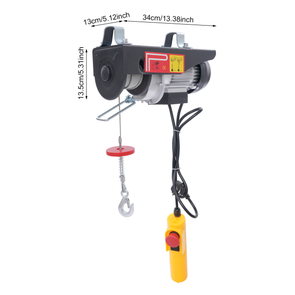Polipasto Eléctrico con Control Remoto para Garajes y Almacenes - 250 kg con Parada de Emergencia, Cable de Acero Negro de 18 m Polipasto Eléctrico con Control Remoto para Garajes y Almacenes - 250 kg con Parada de Emergencia, Cable de Acero Negro de 18 m