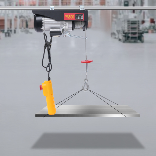 Polipasto Eléctrico con Control Remoto para Garajes y Almacenes - 500 kg con Parada de Emergencia, Cable de Acero Negro de 18 m Polipasto Eléctrico con Control Remoto para Garajes y Almacenes - 500 kg con Parada de Emergencia, Cable de Acero Negro de 18 m