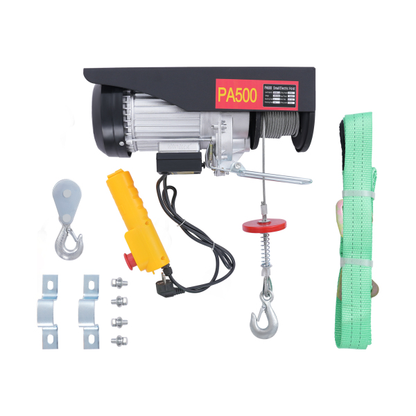 Polipasto Eléctrico con Control Remoto para Garajes y Almacenes - 500 kg con Parada de Emergencia, Cable de Acero Negro de 18 m Polipasto Eléctrico con Control Remoto para Garajes y Almacenes - 500 kg con Parada de Emergencia, Cable de Acero Negro de 18 m