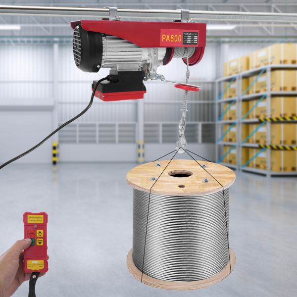 Polipasto eléctrico de cable de acero de 800 kg y 12 m con control remoto inalámbrico, polipasto eléctrico de control inalámbrico, polipasto eléctrico de doble eslinga Polipasto eléctrico de cable de acero de 800 kg y 12 m con control remoto inalámbrico, polipasto eléctrico de control inalámbrico, polipasto eléctrico de doble eslinga