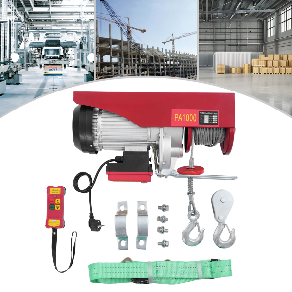 Polipasto eléctrico de cable de acero de 1000 kg y 12 m con control remoto inalámbrico, polipasto eléctrico de control inalámbrico, polipasto eléctrico de doble eslinga Polipasto eléctrico de cable de acero de 1000 kg y 12 m con control remoto inalámbrico, polipasto eléctrico de control inalámbrico, polipasto eléctrico de doble eslinga