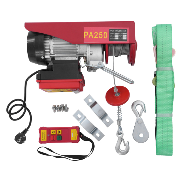 Polipasto eléctrico de cable de acero de 250 kg y 12 m con control remoto inalámbrico, polipasto eléctrico de control inalámbrico, polipasto eléctrico de doble eslinga Polipasto eléctrico de cable de acero de 250 kg y 12 m con control remoto inalámbrico, polipasto eléctrico de control inalámbrico, polipasto eléctrico de doble eslinga