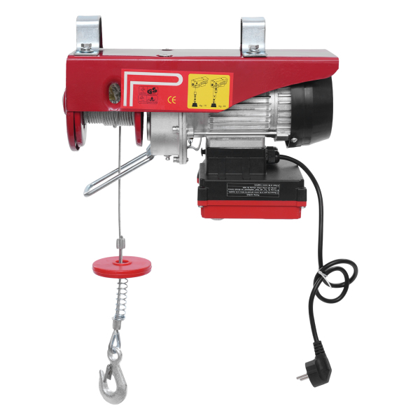 Polipasto eléctrico de cable de acero de 250 kg y 12 m con control remoto inalámbrico, polipasto eléctrico de control inalámbrico, polipasto eléctrico de doble eslinga