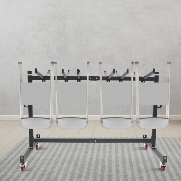 Carro para mesa y silla plegables, estructura de silla plegable, estructura de silla con 4 ruedas, 85,3 x 180,6 x 113,5 cm