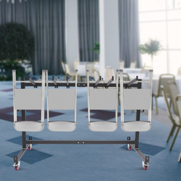 Carro para mesa y silla plegables, estructura de silla plegable, estructura de silla con 4 ruedas, 85,3 x 180,6 x 113,5 cm