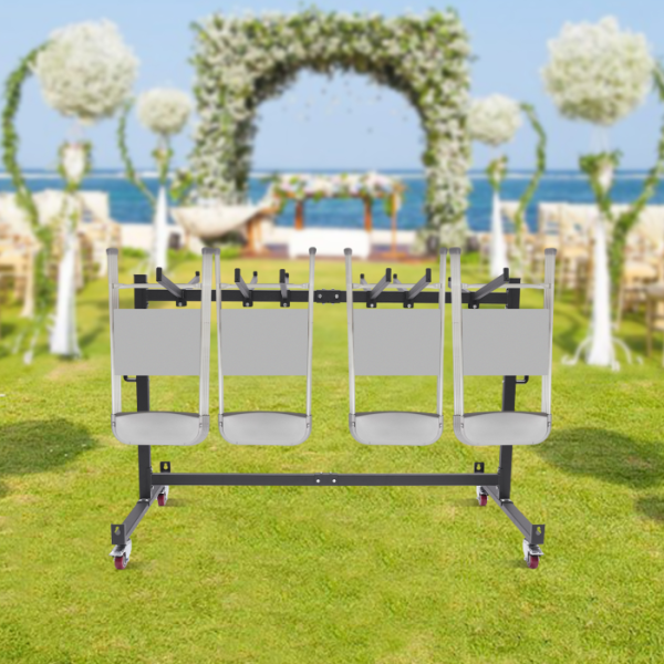 Carro para mesa y silla plegables, estructura de silla plegable, estructura de silla con 4 ruedas, 85,3 x 180,6 x 113,5 cm