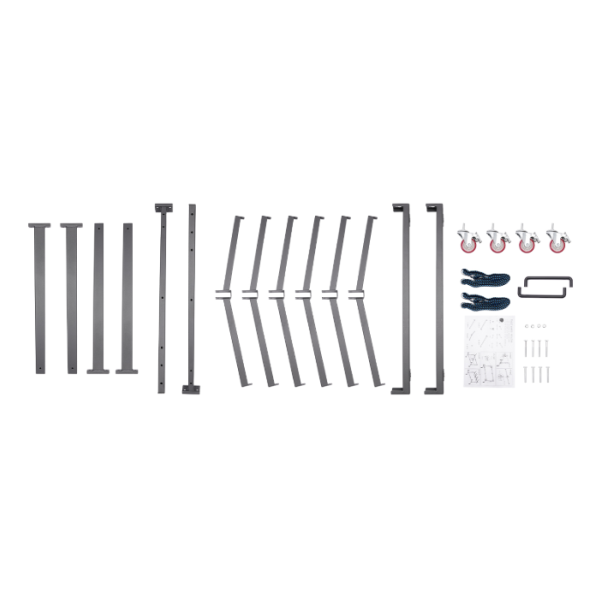 Carro para mesa y silla plegables, estructura de silla plegable, estructura de silla con 4 ruedas, 85,3 x 180,6 x 113,5 cm