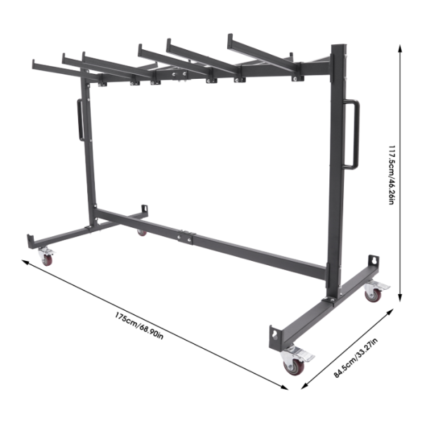 Carro para mesa y silla plegables, estructura de silla plegable, estructura de silla con 4 ruedas, 85,3 x 180,6 x 113,5 cm Carro para mesa y silla plegables, estructura de silla plegable, estructura de silla con 4 ruedas, 85,3 x 180,6 x 113,5 cm