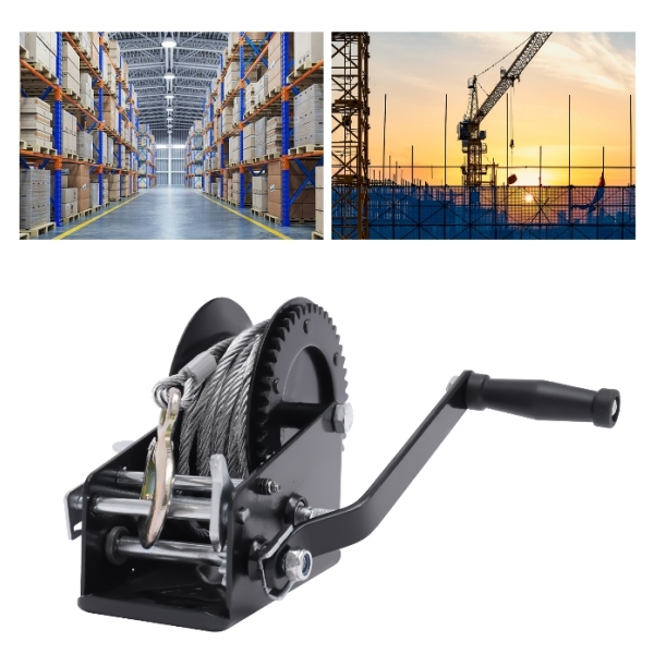 Cabrestante profesional, cabrestante manual, tres marchas, 10 m, cable metálico, adecuado para remolques de barcos, camiones