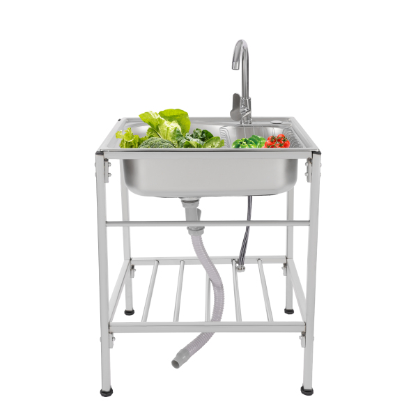 Fregadero individual de camping, cocina exterior, fregadero de acero inoxidable 304 para interiores y exteriores, como jardines, balcones, patios